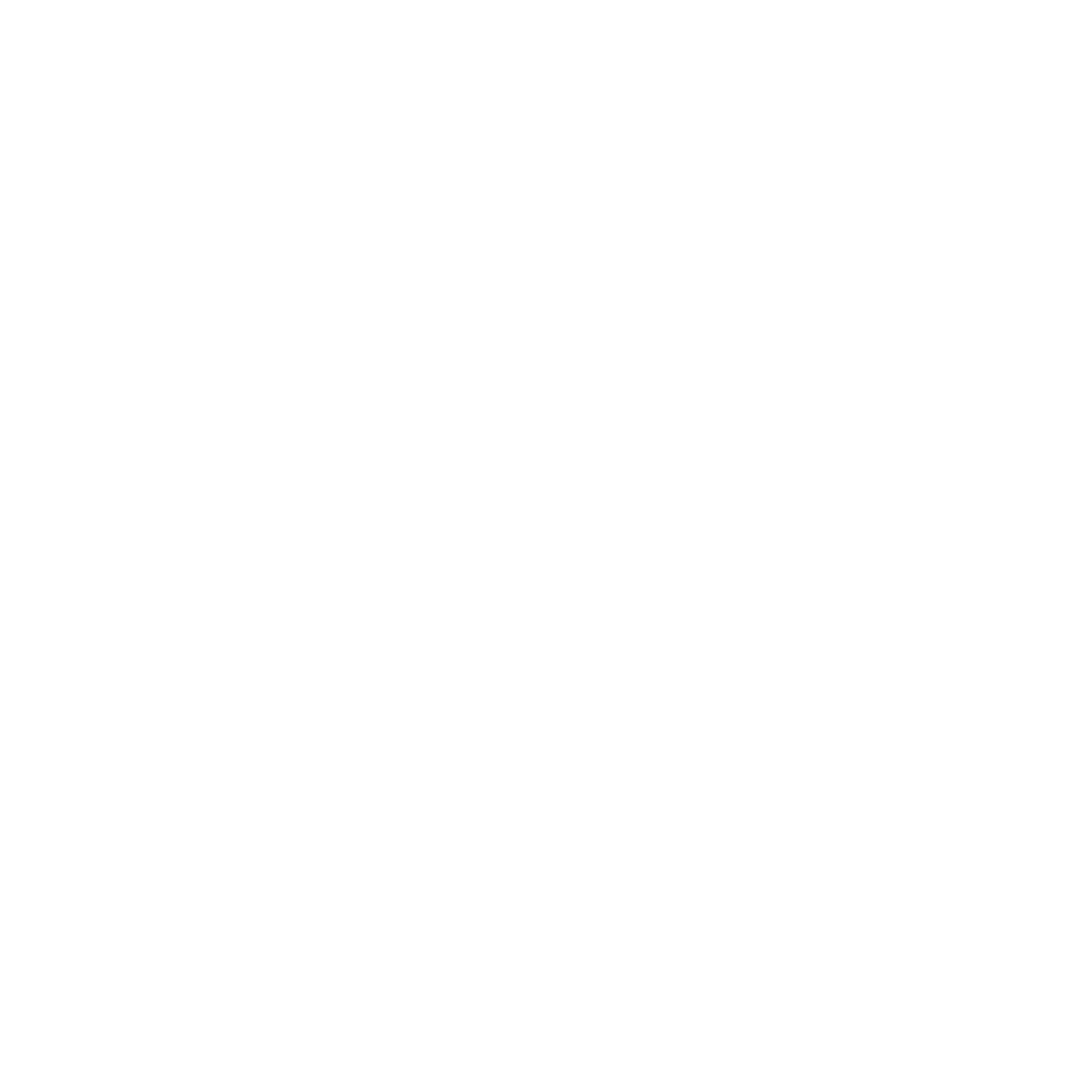 White line art icon of a flower and bee with circular arrows representing the pollination cycle for Pollinator Cover Crop Mix