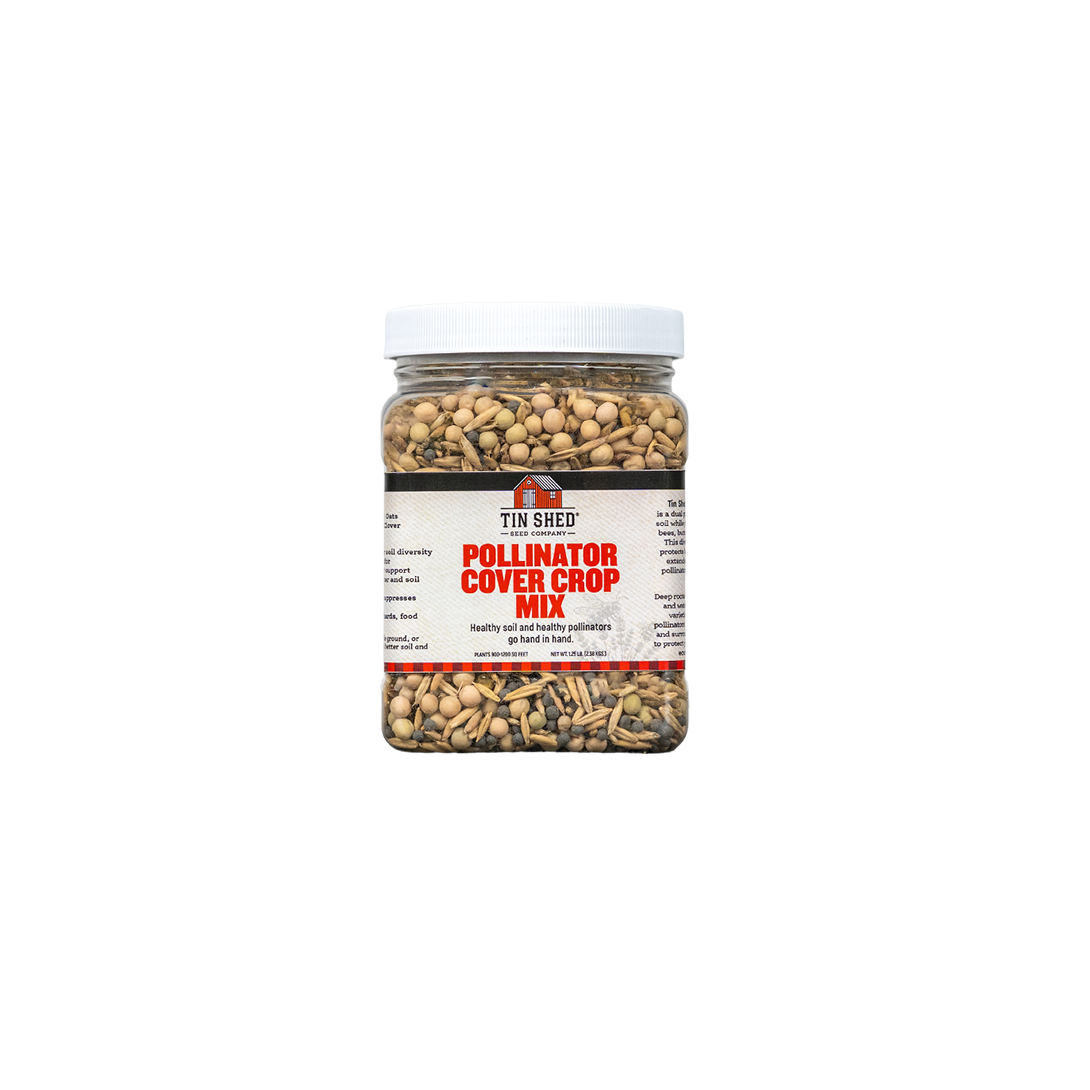 Jar of Pollinator Cover Crop Mix on a white background